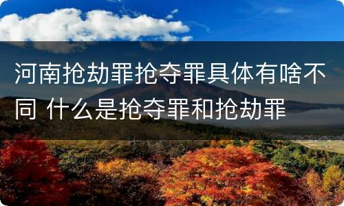 河南抢劫罪抢夺罪具体有啥不同 什么是抢夺罪和抢劫罪