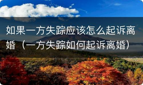 如果一方失踪应该怎么起诉离婚（一方失踪如何起诉离婚）