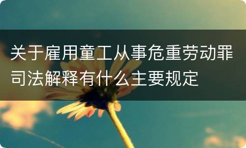 关于雇用童工从事危重劳动罪司法解释有什么主要规定