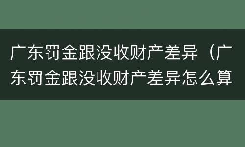 广东罚金跟没收财产差异（广东罚金跟没收财产差异怎么算）