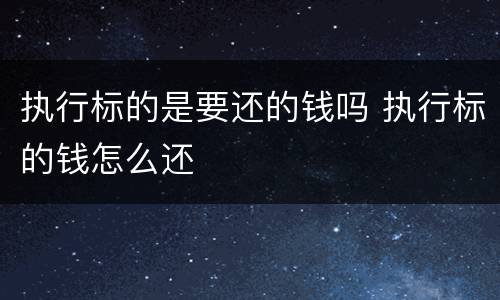 执行标的是要还的钱吗 执行标的钱怎么还