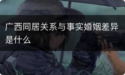 广西同居关系与事实婚姻差异是什么