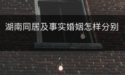 湖南同居及事实婚姻怎样分别