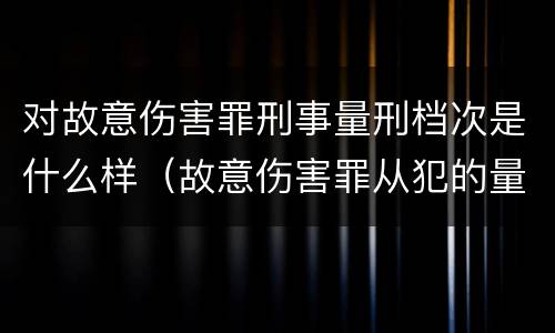 对故意伤害罪刑事量刑档次是什么样（故意伤害罪从犯的量刑标准）