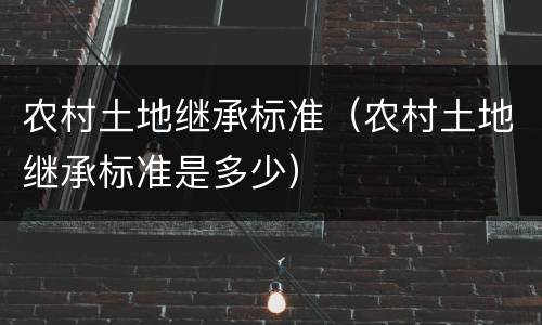 农村土地继承标准（农村土地继承标准是多少）