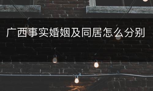 广西事实婚姻及同居怎么分别