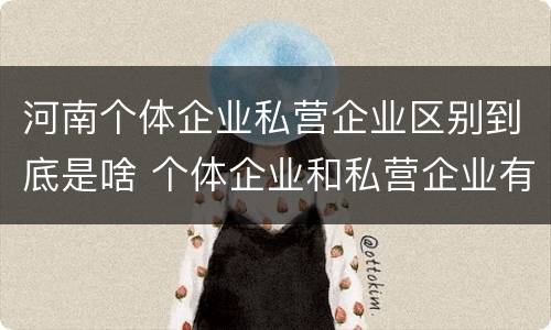 河南个体企业私营企业区别到底是啥 个体企业和私营企业有哪些