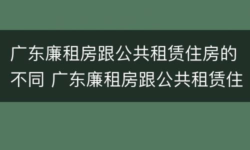 广东廉租房跟公共租赁住房的不同 广东廉租房跟公共租赁住房的不同点