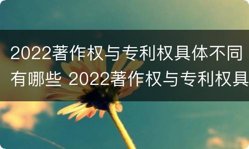 2022著作权与专利权具体不同有哪些 2022著作权与专利权具体不同有哪些特点