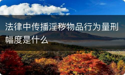 法律中传播淫秽物品行为量刑幅度是什么