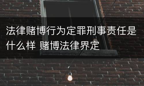 法律赌博行为定罪刑事责任是什么样 赌博法律界定
