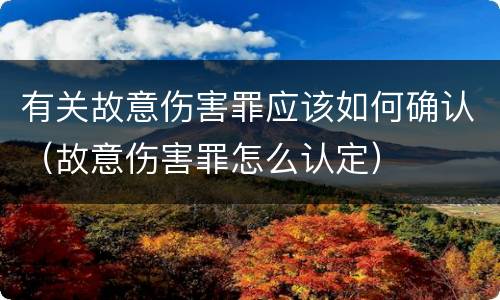 有关故意伤害罪应该如何确认（故意伤害罪怎么认定）