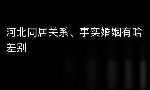 河北同居关系、事实婚姻有啥差别
