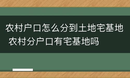 农村户口怎么分到土地宅基地 农村分户口有宅基地吗