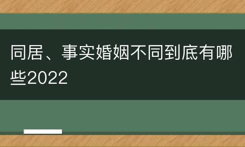 同居、事实婚姻不同到底有哪些2022