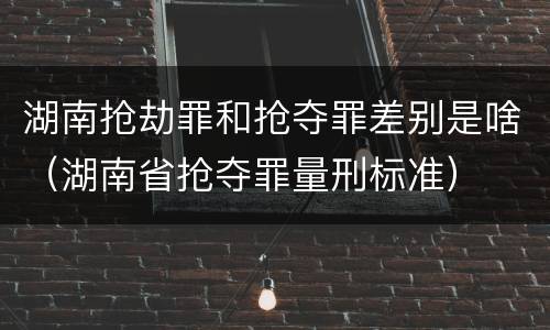 湖南抢劫罪和抢夺罪差别是啥（湖南省抢夺罪量刑标准）