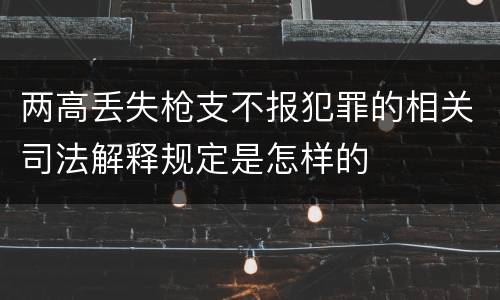 两高丢失枪支不报犯罪的相关司法解释规定是怎样的