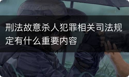 刑法故意杀人犯罪相关司法规定有什么重要内容