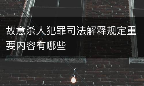 故意杀人犯罪司法解释规定重要内容有哪些