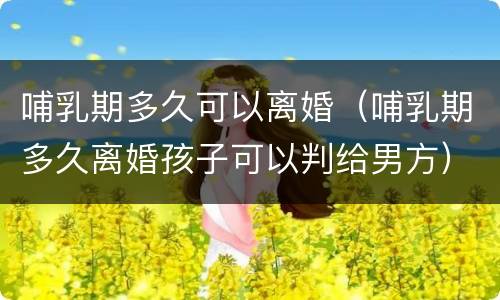 哺乳期多久可以离婚（哺乳期多久离婚孩子可以判给男方）