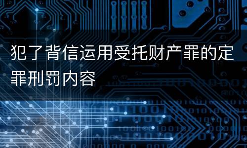 犯了背信运用受托财产罪的定罪刑罚内容