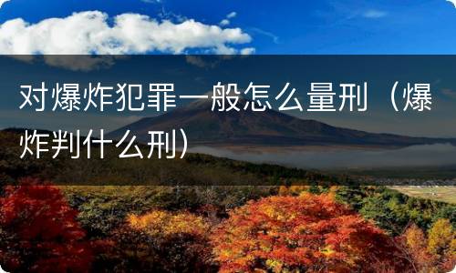 对爆炸犯罪一般怎么量刑（爆炸判什么刑）