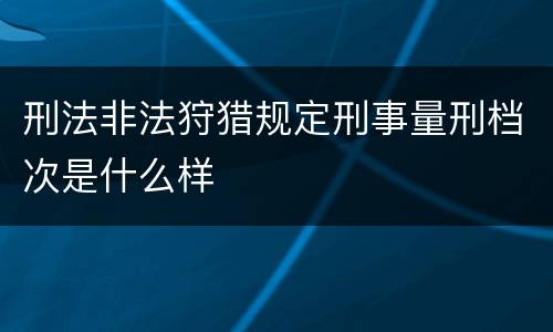 刑法非法狩猎规定刑事量刑档次是什么样