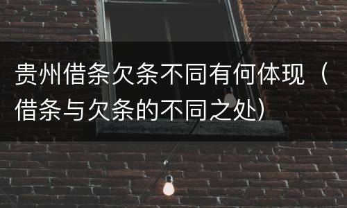 贵州借条欠条不同有何体现（借条与欠条的不同之处）
