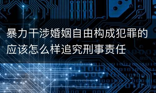 暴力干涉婚姻自由构成犯罪的应该怎么样追究刑事责任