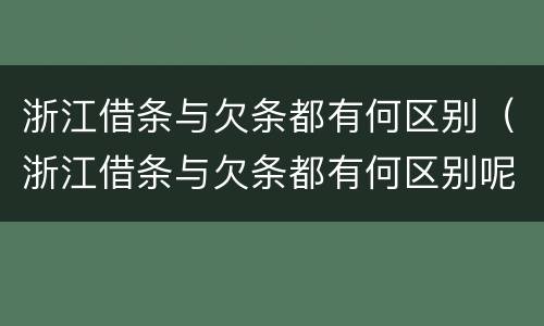 浙江借条与欠条都有何区别（浙江借条与欠条都有何区别呢）