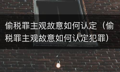 偷税罪主观故意如何认定（偷税罪主观故意如何认定犯罪）