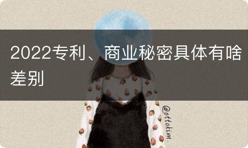 2022专利、商业秘密具体有啥差别
