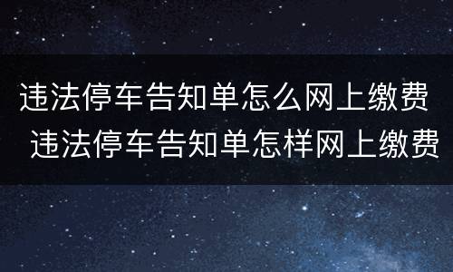 违法停车告知单怎么网上缴费 违法停车告知单怎样网上缴费