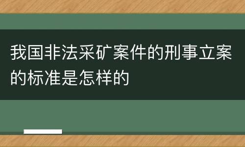 我国非法采矿案件的刑事立案的标准是怎样的