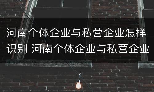 河南个体企业与私营企业怎样识别 河南个体企业与私营企业怎样识别关系