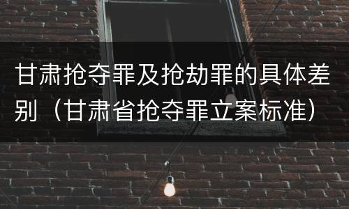 甘肃抢夺罪及抢劫罪的具体差别（甘肃省抢夺罪立案标准）