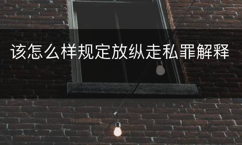 该怎么样规定放纵走私罪解释