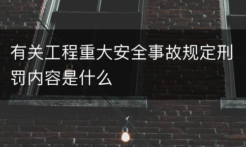 有关工程重大安全事故规定刑罚内容是什么
