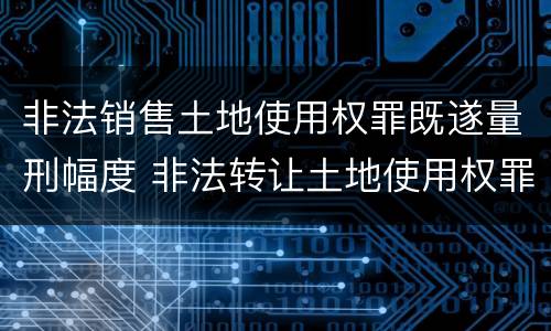 非法销售土地使用权罪既遂量刑幅度 非法转让土地使用权罪 审判参考