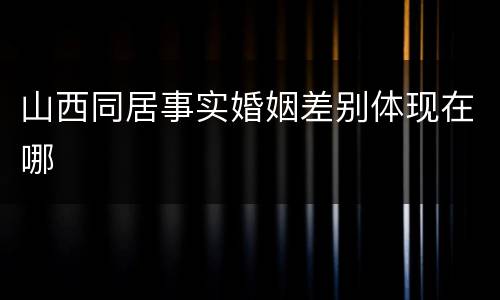 山西同居事实婚姻差别体现在哪