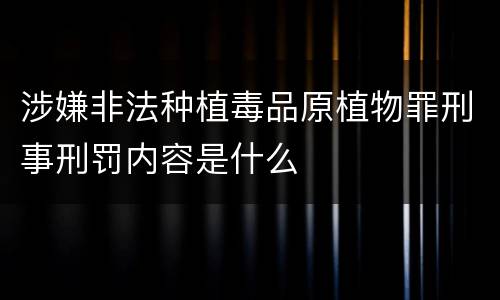 涉嫌非法种植毒品原植物罪刑事刑罚内容是什么