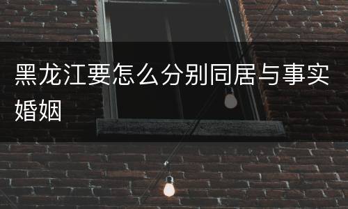 黑龙江要怎么分别同居与事实婚姻