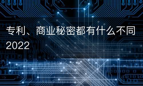 专利、商业秘密都有什么不同2022