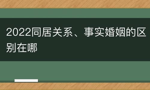 2022同居关系、事实婚姻的区别在哪