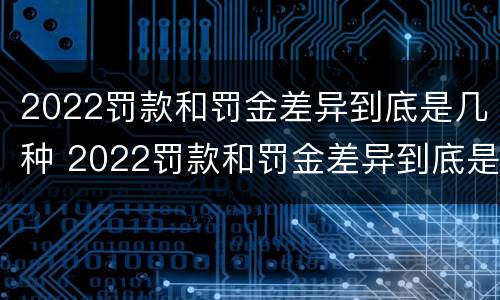 2022罚款和罚金差异到底是几种 2022罚款和罚金差异到底是几种类型