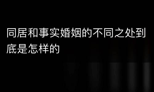 同居和事实婚姻的不同之处到底是怎样的