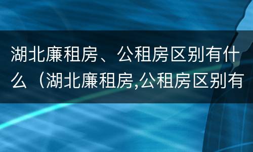 湖北廉租房、公租房区别有什么（湖北廉租房,公租房区别有什么不同）
