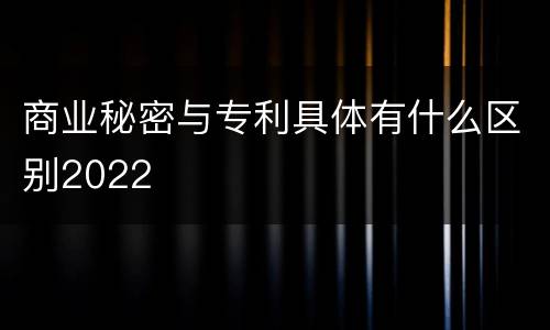 商业秘密与专利具体有什么区别2022