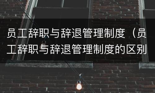 员工辞职与辞退管理制度（员工辞职与辞退管理制度的区别）