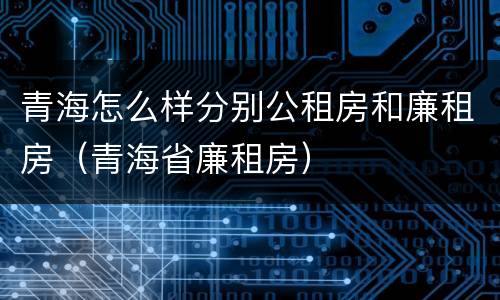 青海怎么样分别公租房和廉租房（青海省廉租房）